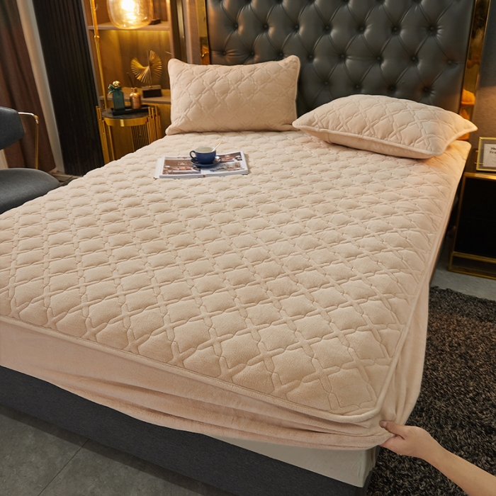 91家纺网 家纺一手货源 找家纺 （总）纤雅床笠 2024新款230g牛奶绒大豆夹棉床笠