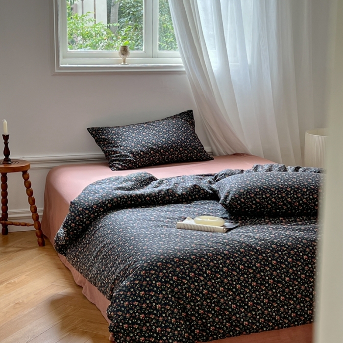 91家纺网 家纺一手货源 找家纺 黛馨 2025新款A类小清新双层纱四件套（实拍）傲蘭