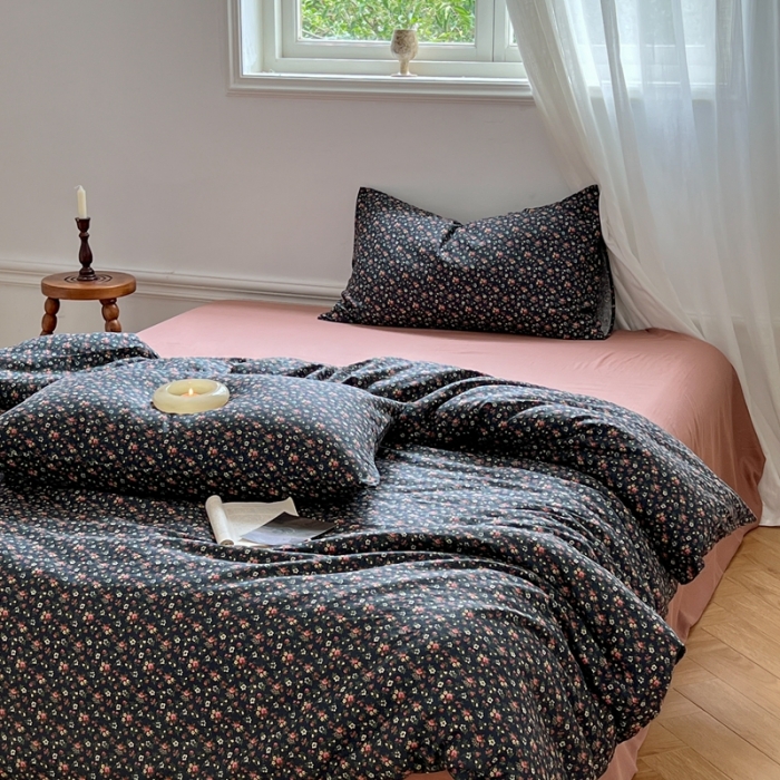 91家纺网 家纺一手货源 找家纺 黛馨 2025新款A类小清新双层纱四件套（实拍）傲蘭