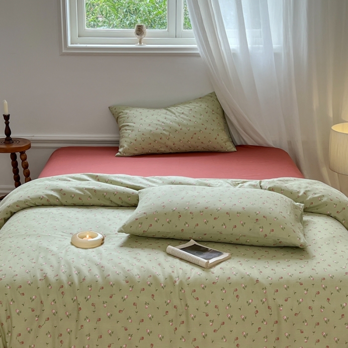 91家纺网 家纺一手货源 找家纺 黛馨 2025新款A类小清新双层纱四件套（实拍）洛漓