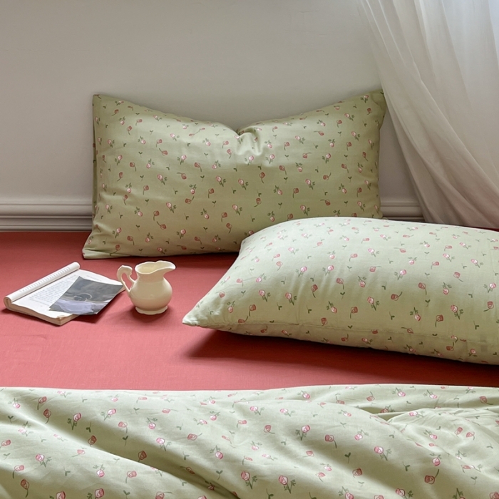 91家纺网 家纺一手货源 找家纺 黛馨 2025新款A类小清新双层纱四件套（实拍）洛漓