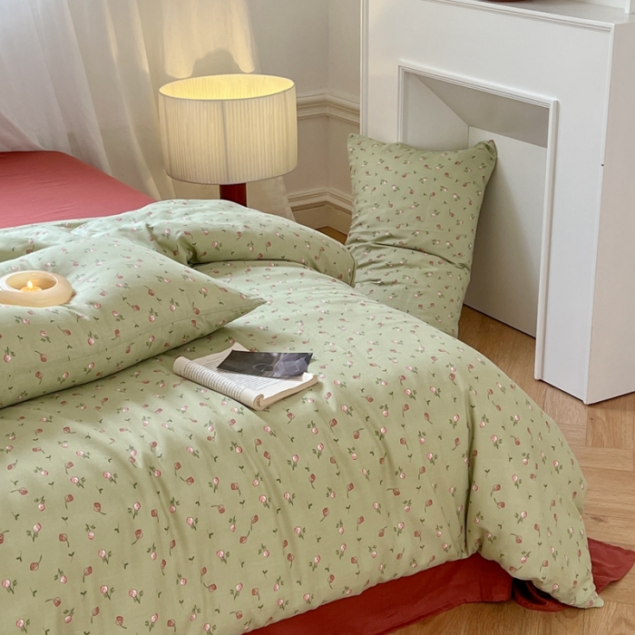 91家纺网 家纺一手货源 找家纺 黛馨 2025新款A类小清新双层纱四件套（实拍）洛漓