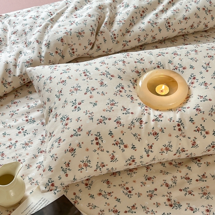 91家纺网 家纺一手货源 找家纺 黛馨 2025新款A类小清新双层纱四件套（实拍）蔷薇