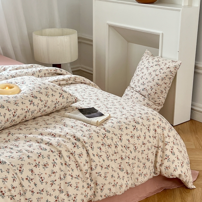 91家纺网 家纺一手货源 找家纺 黛馨 2025新款A类小清新双层纱四件套（实拍）蔷薇