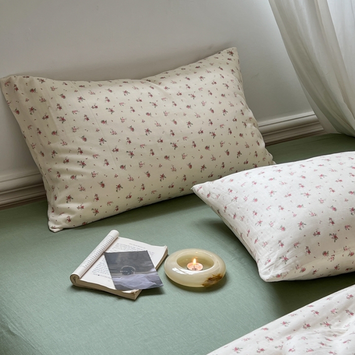 91家纺网 家纺一手货源 找家纺 黛馨 2025新款A类小清新双层纱四件套（实拍）藤野