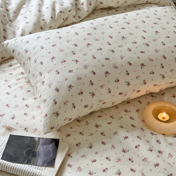 91家纺网 家纺一手货源 找家纺 黛馨 2025新款A类小清新双层纱四件套（实拍）藤野