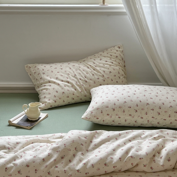 91家纺网 家纺一手货源 找家纺 黛馨 2025新款A类小清新双层纱四件套（实拍）藤野