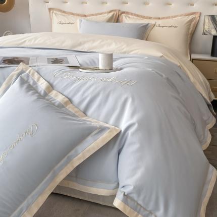 91家纺网 家纺一手货源 找家纺 （总）金麦 新款高支高密全棉加厚磨毛刺绣四件套—洛克系列