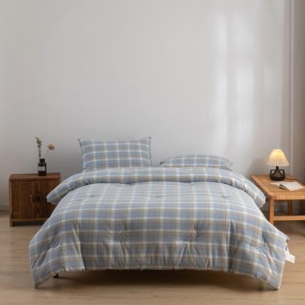 久典家居 2022新款A类色织水洗棉大豆春秋被冬被被芯 简兮蓝