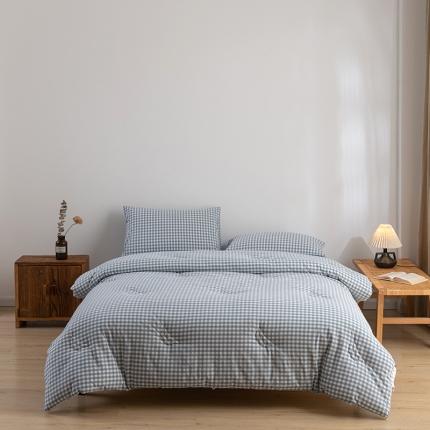 久典家居 2022新款A类色织水洗棉大豆春秋被冬被被芯 蓝小格