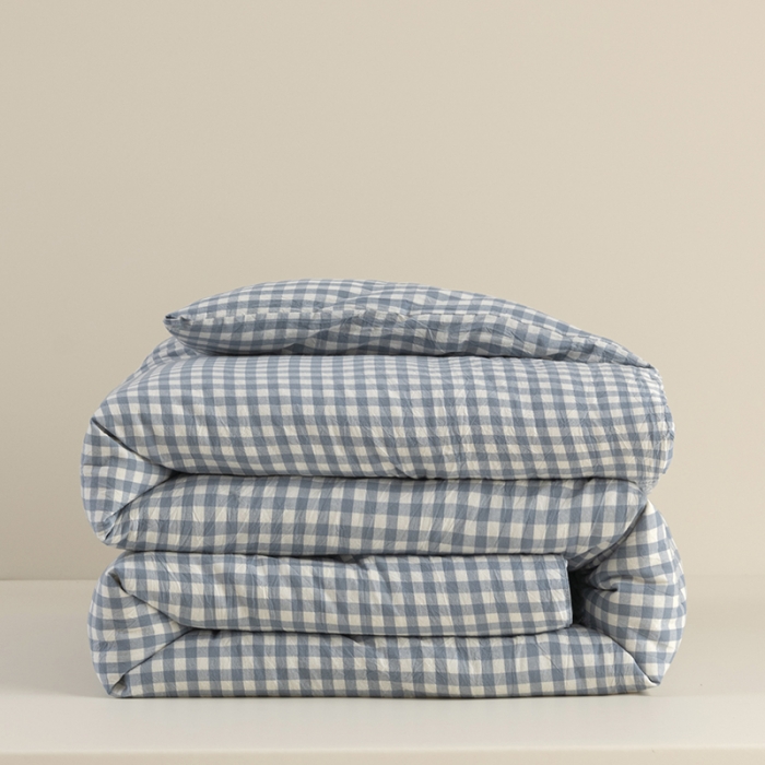 91家纺网 家纺一手货源 找家纺 久典家居 2022新款A类色织水洗棉大豆春秋被冬被被芯 蓝小格