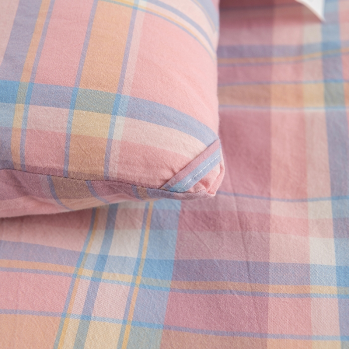 91家纺网 家纺一手货源 找家纺 久典家居 2022新款A类色织水洗棉大豆春秋被冬被被芯 昭华粉