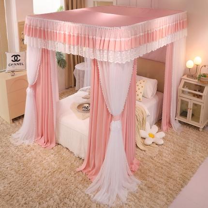91家纺网 家纺一手货源 找家纺 （总）艾晶美 2022新款双杆双层奶油风床幔蚊帐