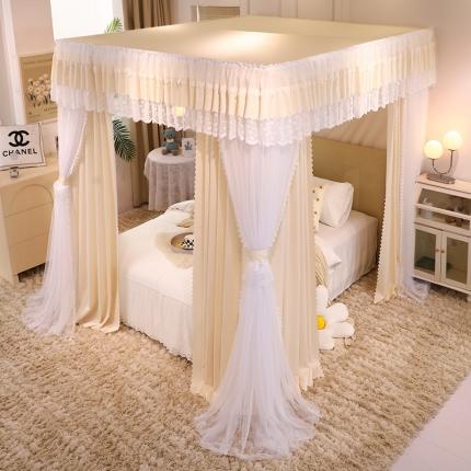 91家纺网 家纺一手货源 找家纺 （总）艾晶美 2022新款双杆双层奶油风床幔蚊帐