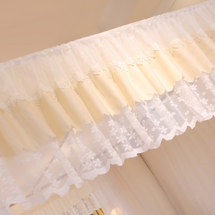 91家纺网 家纺一手货源 找家纺 艾晶美 2022新款双杆双层奶油风床幔蚊帐 奶油黄