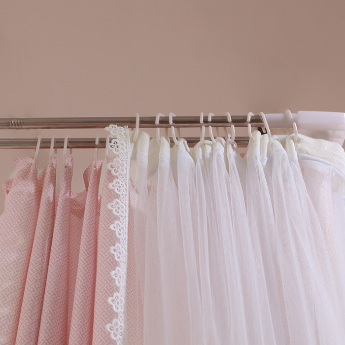 91家纺网 家纺一手货源 找家纺 艾晶美 2022新款双杆双层奶油风床幔蚊帐 珊瑚粉