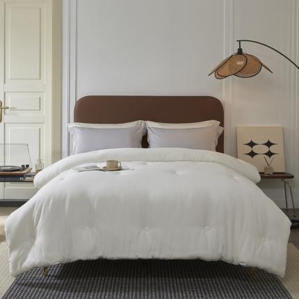 91家纺网 家纺一手货源 找家纺 云栖家居 2022A类80支棉天丝舒柔冬被 白色