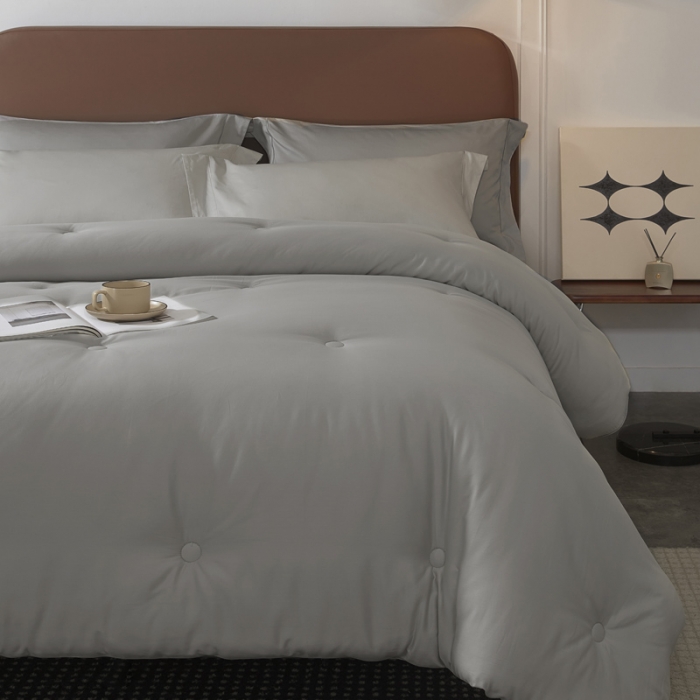 91家纺网 家纺一手货源 找家纺 云栖家居 2022A类80支棉天丝舒柔冬被 灰色