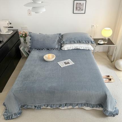 91家纺网 家纺一手货源 找家纺 （总）漫调2022新款纯色宝宝绒荷叶边床盖三件套