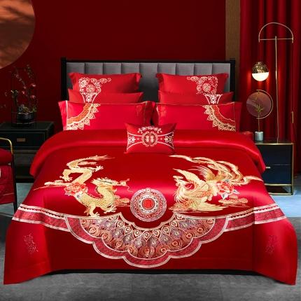 91家纺网 家纺一手货源 找家纺 总酒店100支长绒棉贡缎精品重绣婚庆多件套   