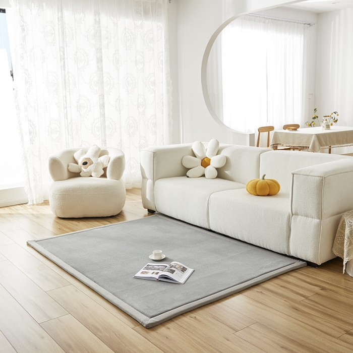 91家纺网 家纺一手货源 找家纺 北辰 2022新款多功能客厅地垫 银灰色