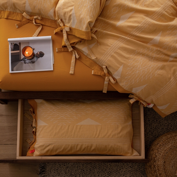 91家纺网 家纺一手货源 找家纺 安莱生活 绵刺子提花波西米亚风名族异域风四件套 波西米亚-黄