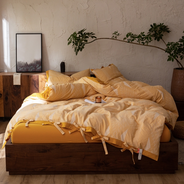 91家纺网 家纺一手货源 找家纺 安莱生活 绵刺子提花波西米亚风名族异域风四件套 波西米亚-黄