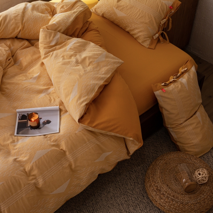 91家纺网 家纺一手货源 找家纺 安莱生活 绵刺子提花波西米亚风名族异域风四件套 波西米亚-黄