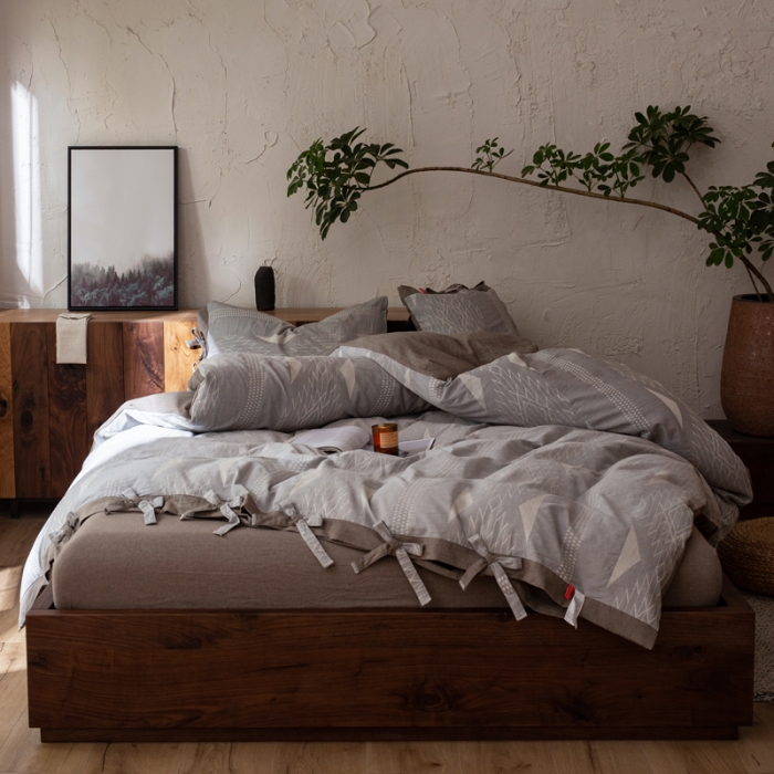 91家纺网 家纺一手货源 找家纺 安莱生活 绵刺子提花波西米亚风名族异域风四件套 波西米亚-灰