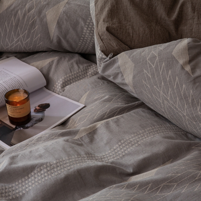 91家纺网 家纺一手货源 找家纺 安莱生活 绵刺子提花波西米亚风名族异域风四件套 波西米亚-灰