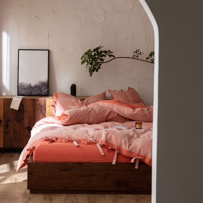 91家纺网 家纺一手货源 找家纺 安莱生活 绵刺子提花波西米亚风名族异域风四件套 波西米亚-桔