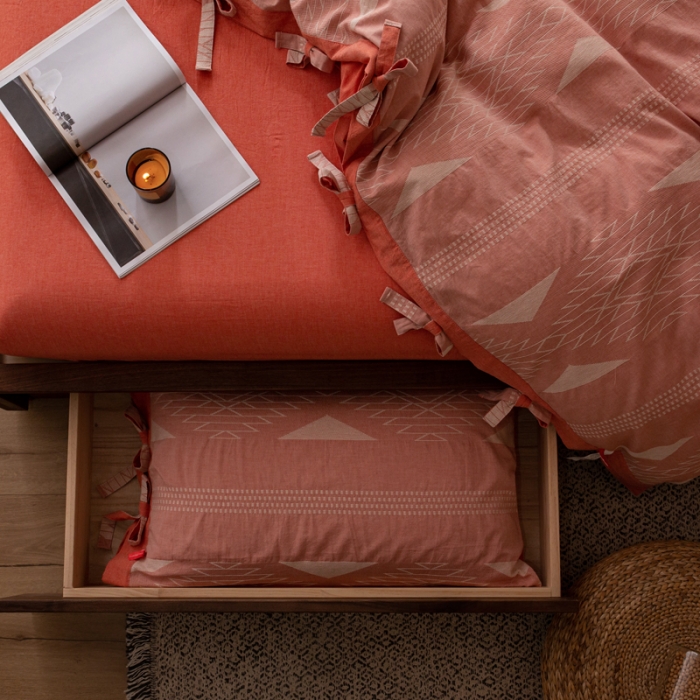 91家纺网 家纺一手货源 找家纺 安莱生活 绵刺子提花波西米亚风名族异域风四件套 波西米亚-桔