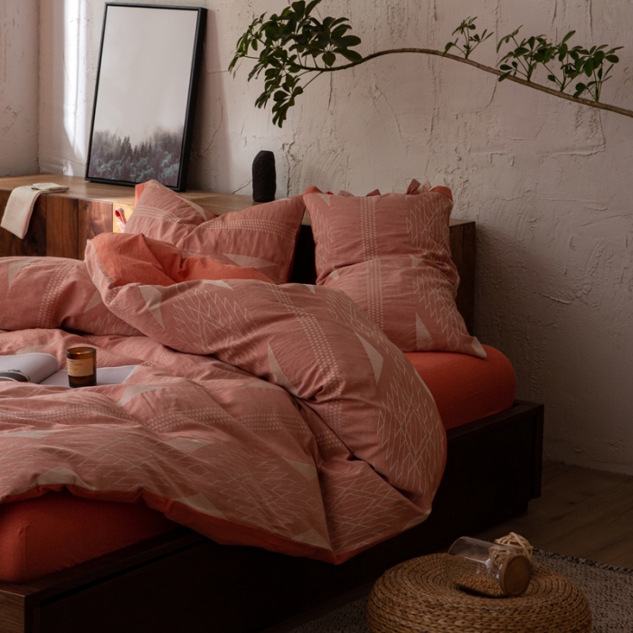 91家纺网 家纺一手货源 找家纺 安莱生活 绵刺子提花波西米亚风名族异域风四件套 波西米亚-桔