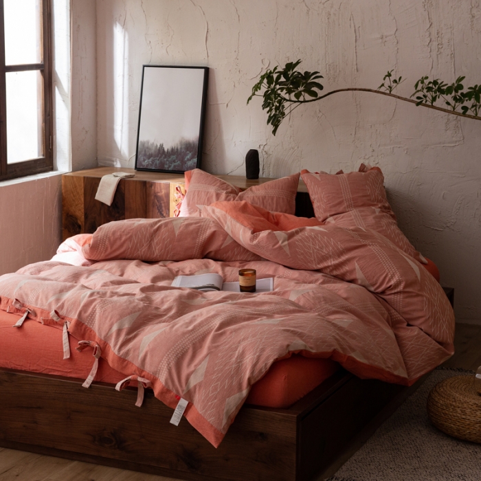 91家纺网 家纺一手货源 找家纺 安莱生活 绵刺子提花波西米亚风名族异域风四件套 波西米亚-桔