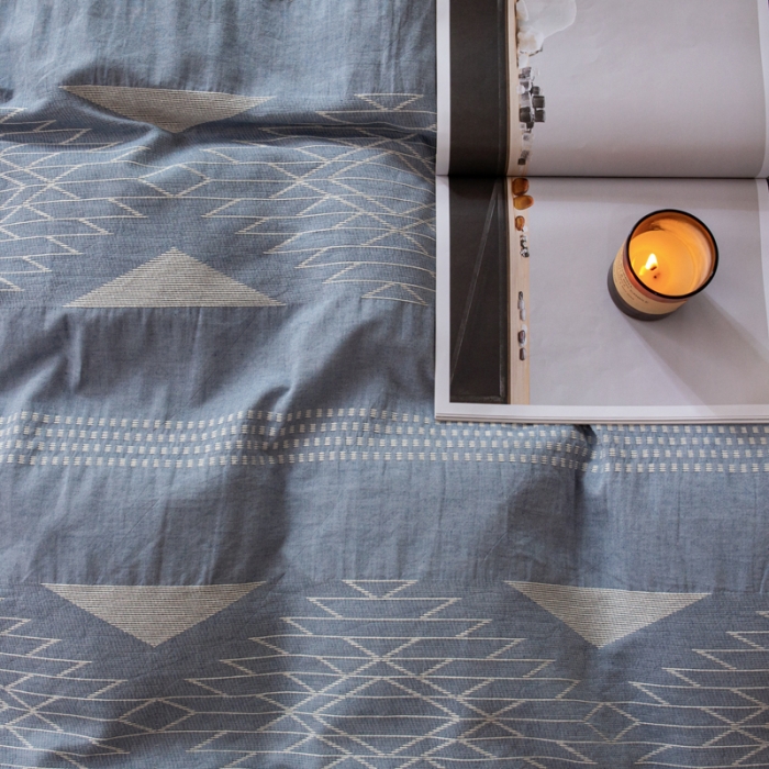 91家纺网 家纺一手货源 找家纺 安莱生活 绵刺子提花波西米亚风名族异域风四件套 波西米亚-蓝