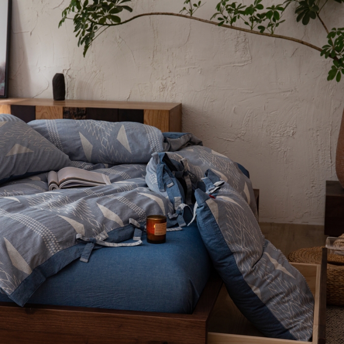 91家纺网 家纺一手货源 找家纺 安莱生活 绵刺子提花波西米亚风名族异域风四件套 波西米亚-蓝