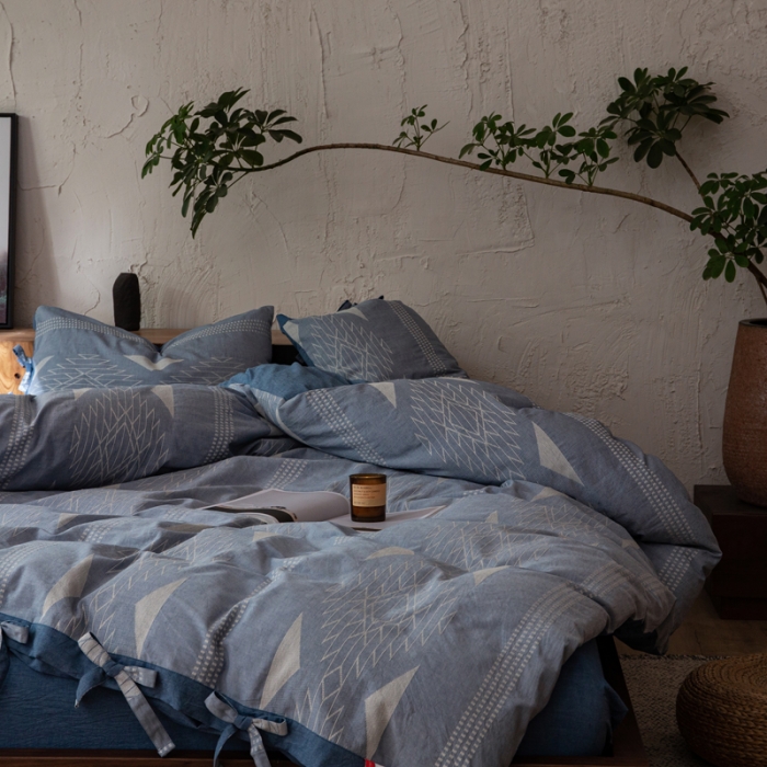 91家纺网 家纺一手货源 找家纺 安莱生活 绵刺子提花波西米亚风名族异域风四件套 波西米亚-蓝