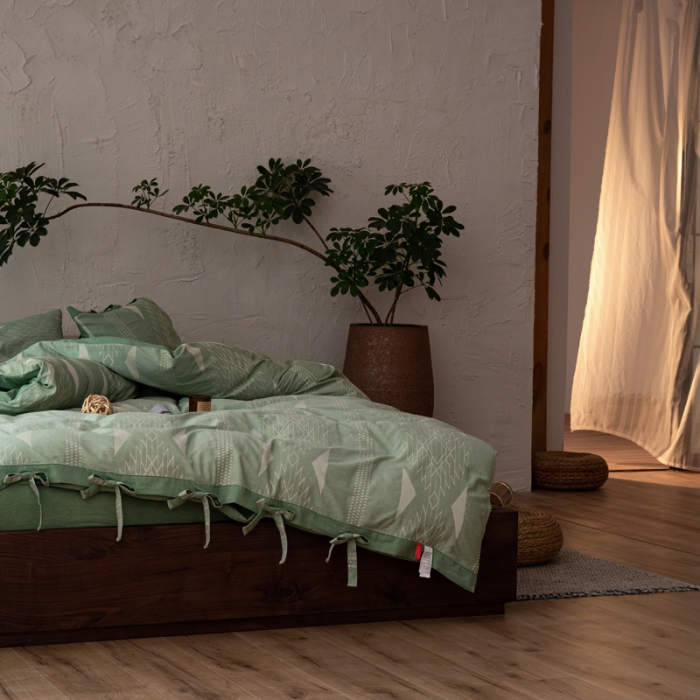 91家纺网 家纺一手货源 找家纺 安莱生活 绵刺子提花波西米亚风名族异域风四件套 波西米亚-绿