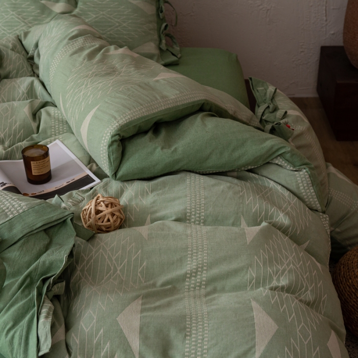 91家纺网 家纺一手货源 找家纺 安莱生活 绵刺子提花波西米亚风名族异域风四件套 波西米亚-绿