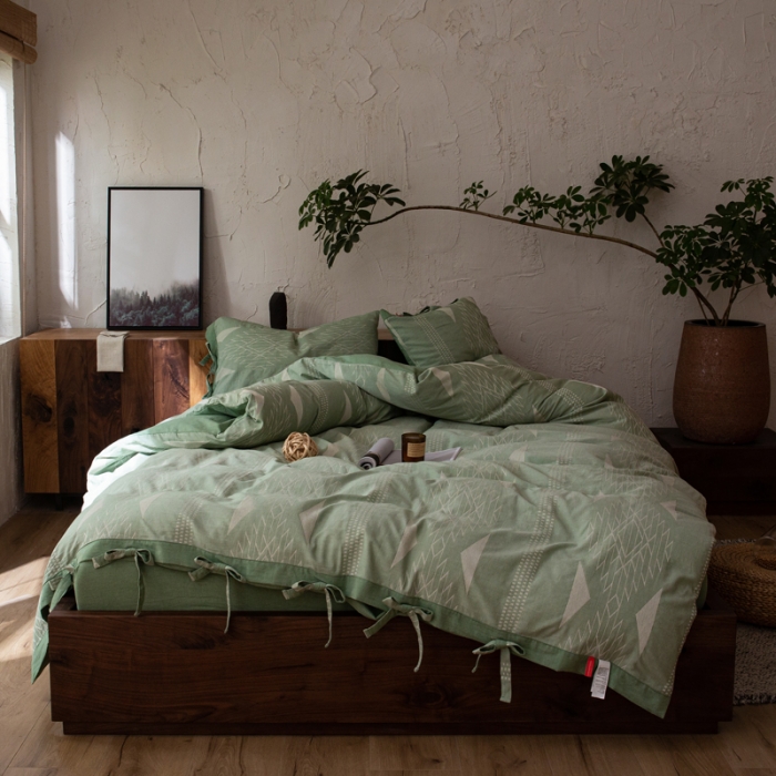 91家纺网 家纺一手货源 找家纺 安莱生活 绵刺子提花波西米亚风名族异域风四件套 波西米亚-绿