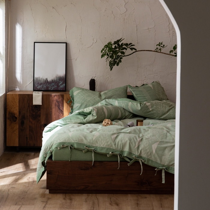 91家纺网 家纺一手货源 找家纺 安莱生活 绵刺子提花波西米亚风名族异域风四件套 波西米亚-绿