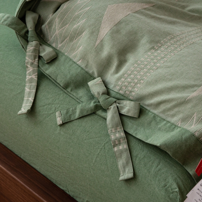 91家纺网 家纺一手货源 找家纺 安莱生活 绵刺子提花波西米亚风名族异域风四件套 波西米亚-绿