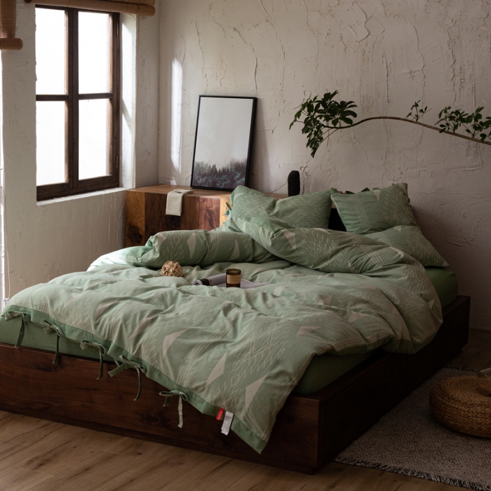 91家纺网 家纺一手货源 找家纺 安莱生活 绵刺子提花波西米亚风名族异域风四件套 波西米亚-绿