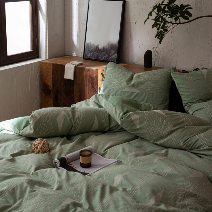 91家纺网 家纺一手货源 找家纺 安莱生活 绵刺子提花波西米亚风名族异域风四件套 波西米亚-绿