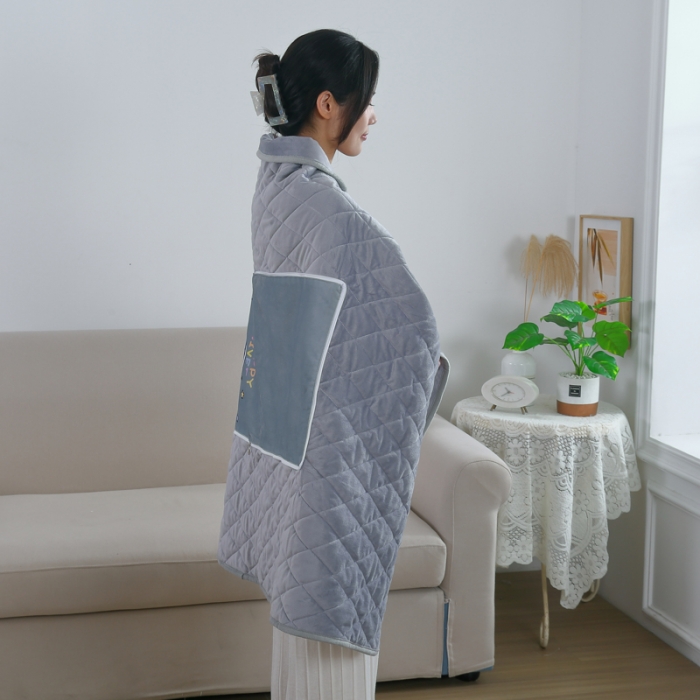 91家纺网 家纺一手货源 找家纺 暖居 2024新款欧盟标准CE认证Usp电热毯抱枕被 浅灰