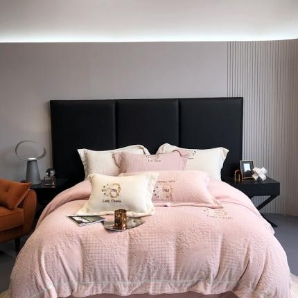 91家纺网 家纺一手货源 找家纺 总馨蕊家居 2022新款轻奢煦暖绒莫奈系列四件套-第 一组