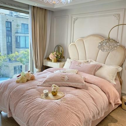 91家纺网 家纺一手货源 找家纺 总馨蕊家居 2022新款轻奢煦暖绒莫奈系列四件套-第 三组
