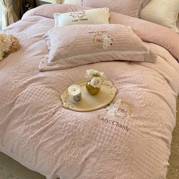 91家纺网 家纺一手货源 找家纺 总馨蕊家居 2022新款轻奢煦暖绒莫奈系列四件套-第 三组