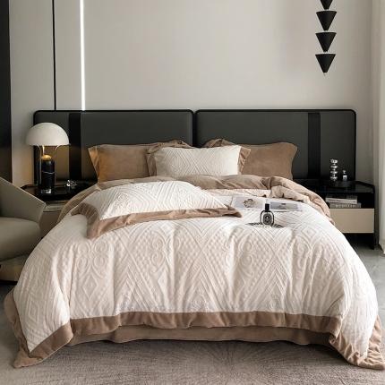 91家纺网 家纺一手货源 找家纺 总宜代光年 2023新款230克牛奶绒麦穗水瓶花系列四件套