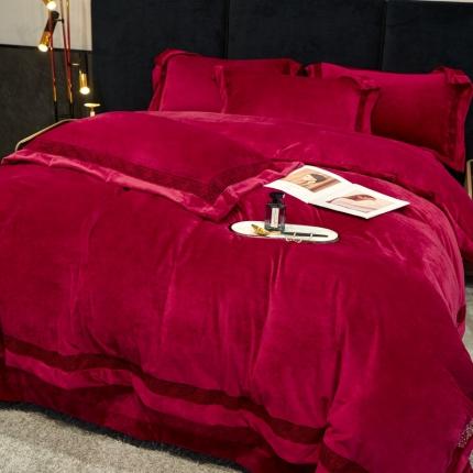 榻尚 2023新款婴肤绒镂空工艺四件套-柔梦系列  佳节红